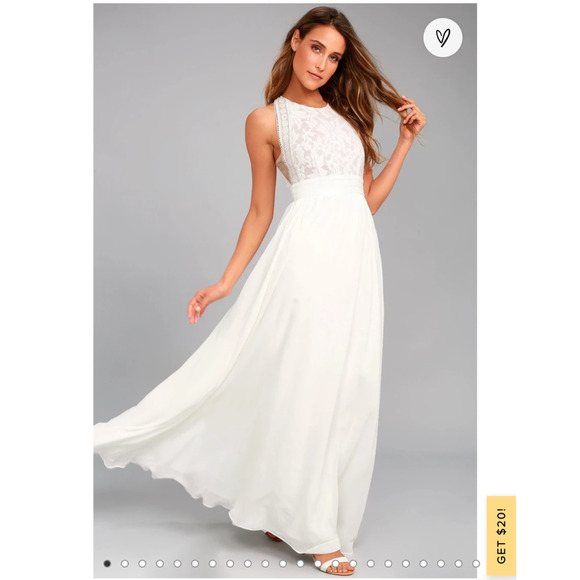 Lulus Dresses & Skirts - NWT Lulus forever and always white lace maxi dress gown
